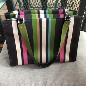 Kate Spade Pre-Owned Bag Pink Green Black White Stripes Good Condition